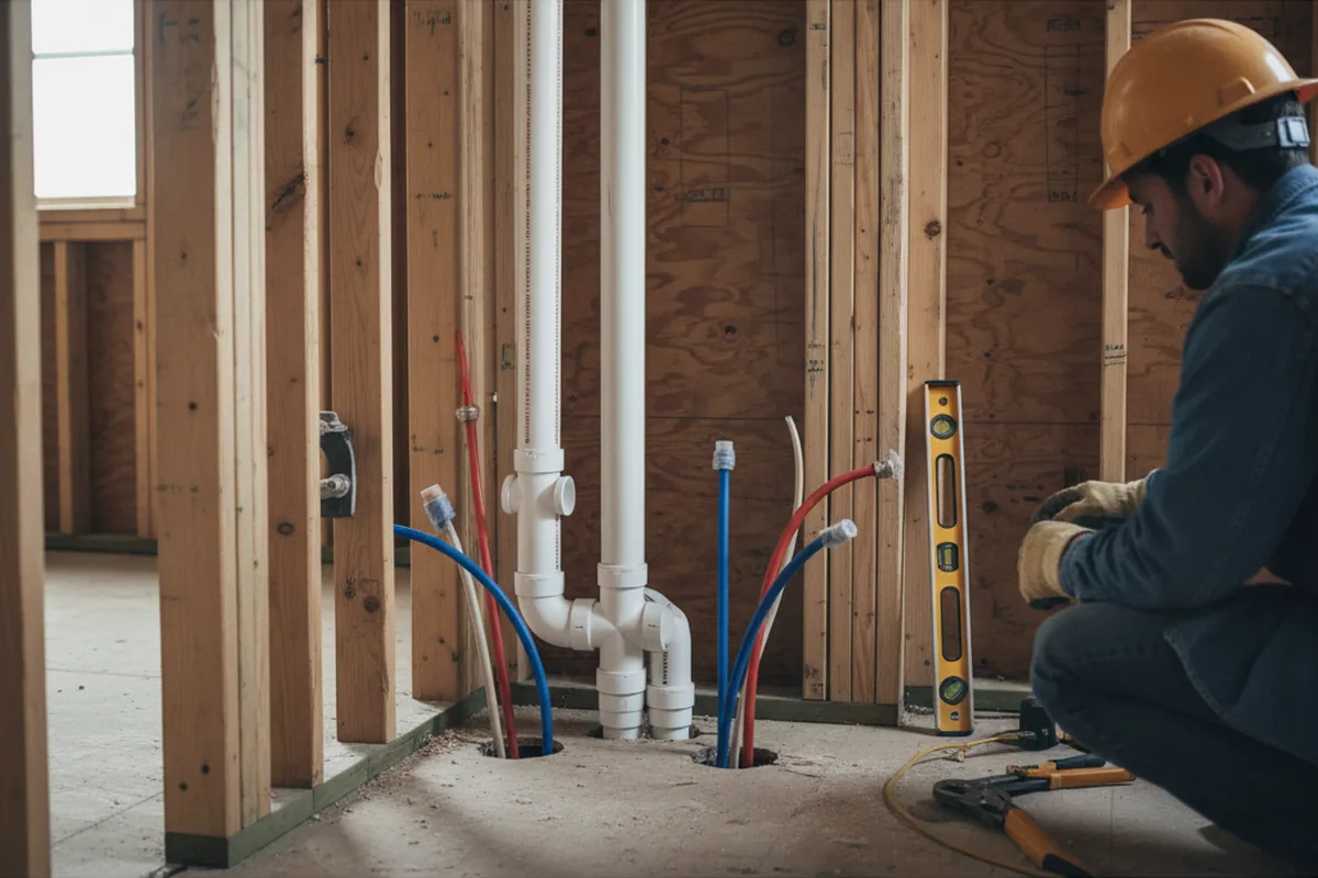 Drain and supply rough-in during Drain Cleaning in La Vernia