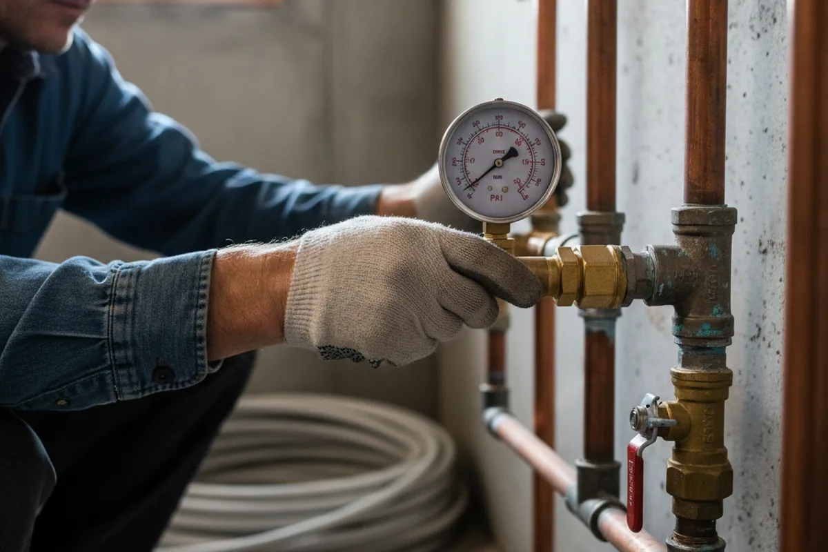 Pressure testing a repaired line during Water Line Repair in La Vernia